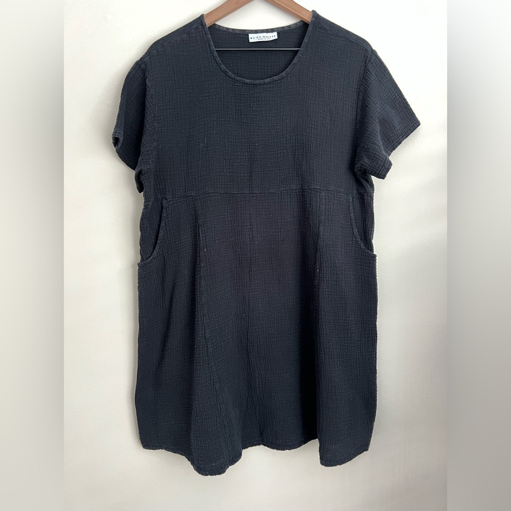 Bryn Walker black gauze dress relaxed Lagenlook lightweight S